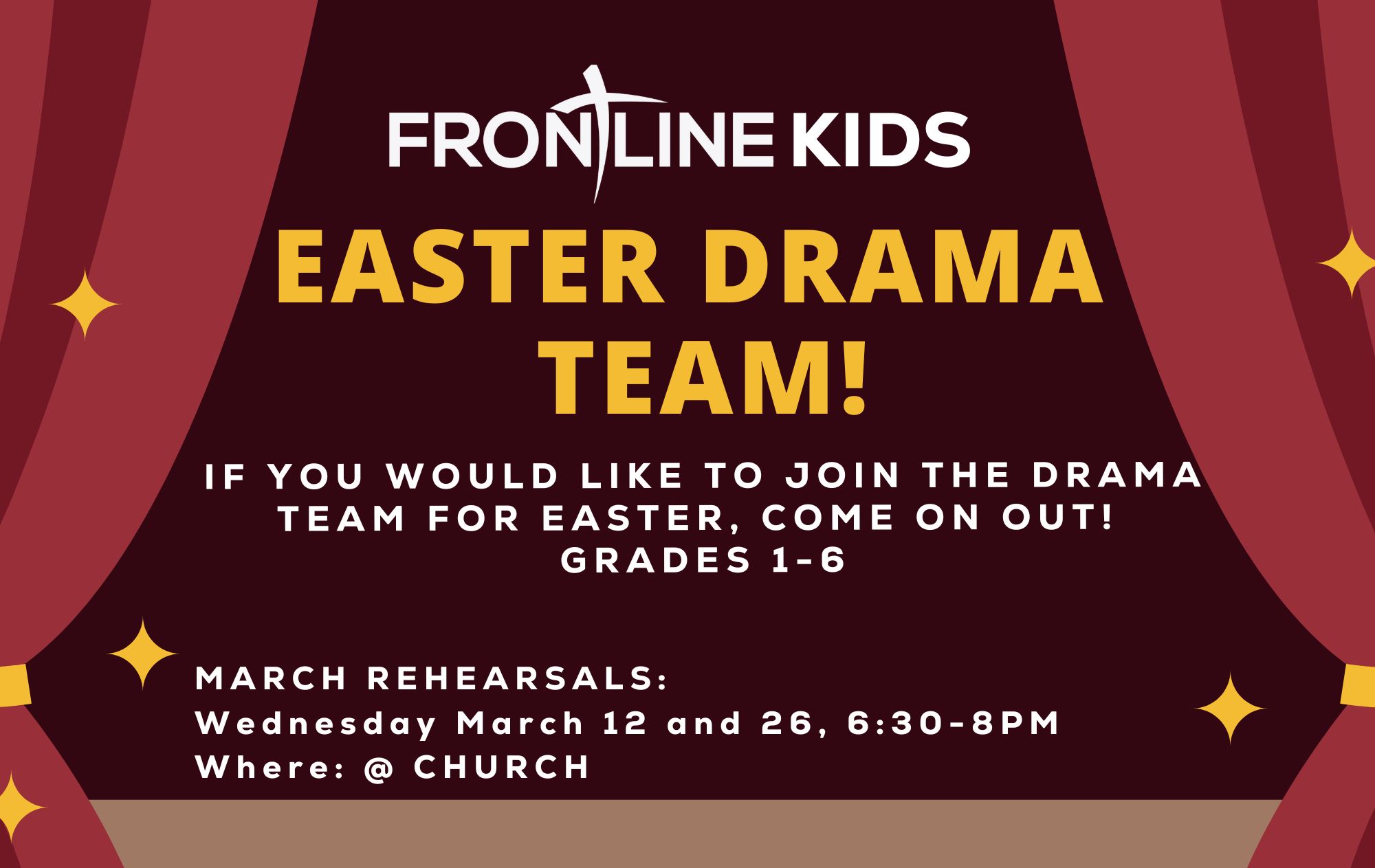 Easter Drama Team - March Rehearsal Dates